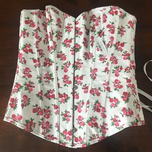 Small Floral corset top over bust pink red white
